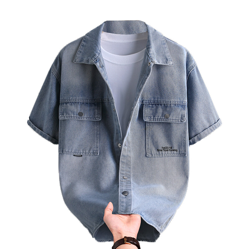 Mens Fashion Denim - Men's Denim Shirt Summer Fashion Solid