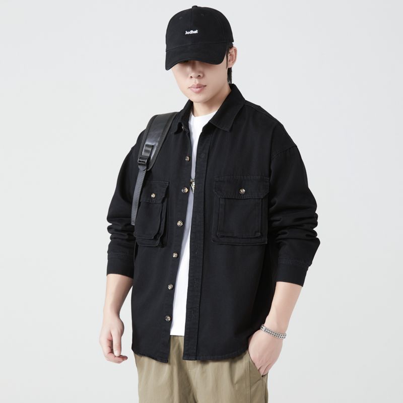 Mens Fashion Denim - Pure Cotton Tooling Shirts Men Spring