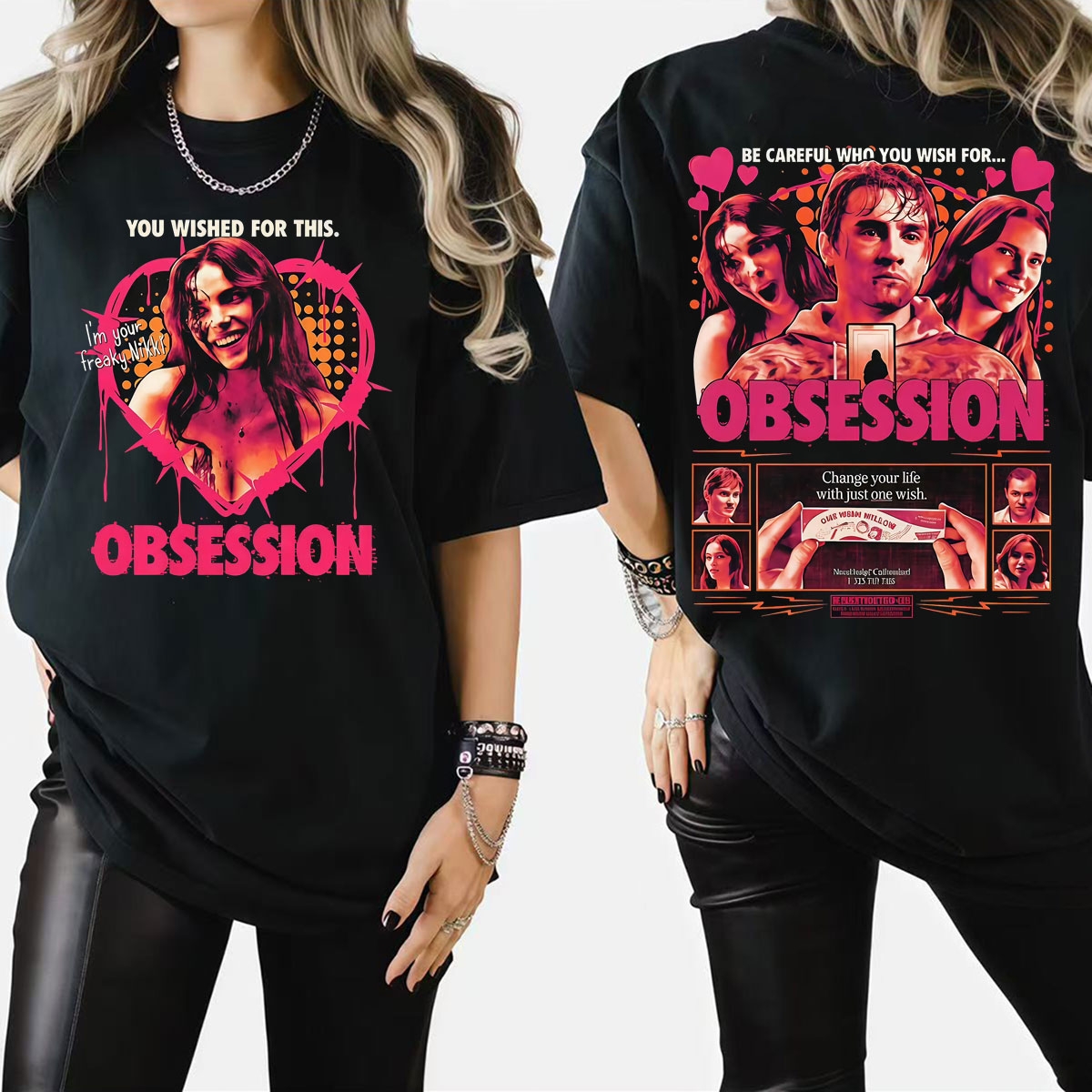 Men'S Fashion Pink Shirt - One Wish Willow Obsession Horror Pink