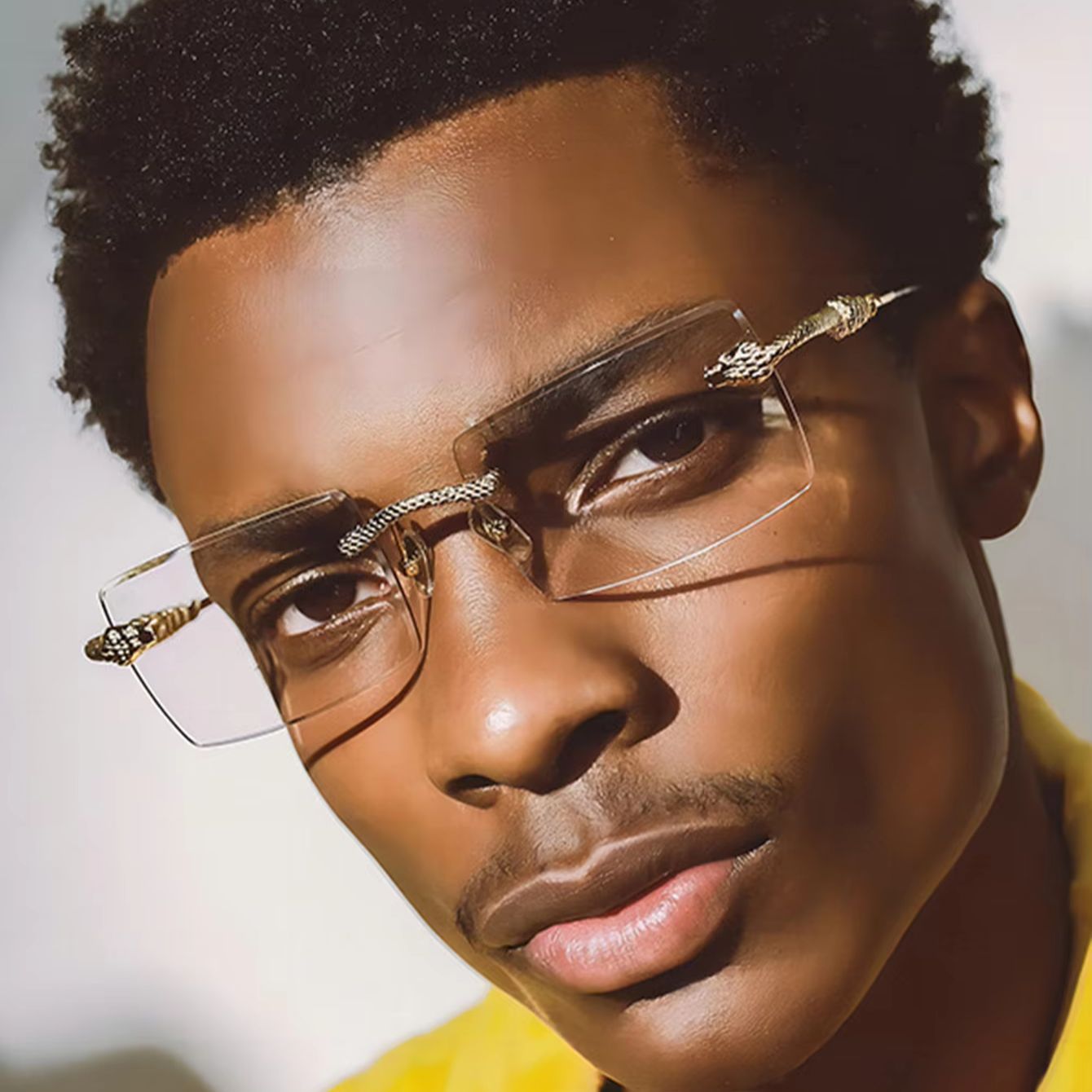 Men'S Fashion Non Prescription Glasses - 1 Pair of Men's Metal Rectangular