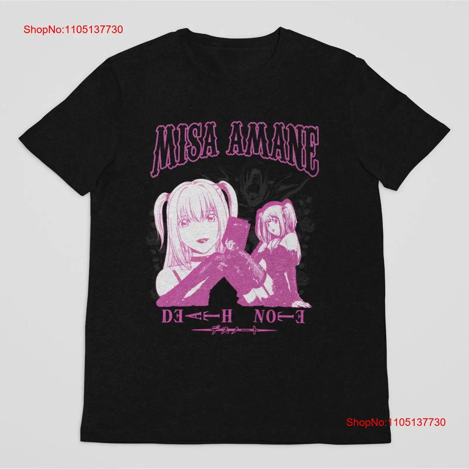 Men'S Fashion Pink Shirt - Vintage Anime Shinigami Black T Shirt