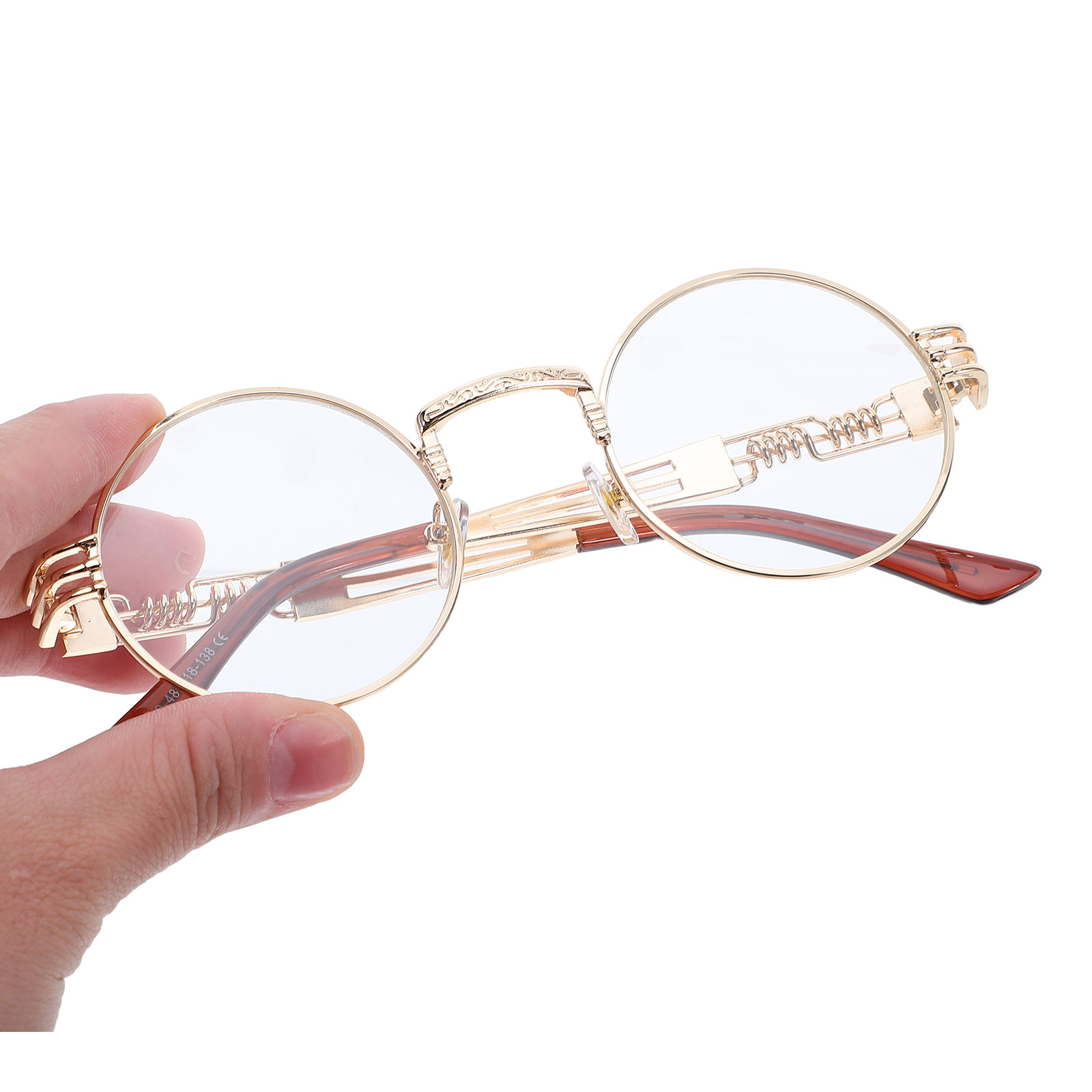 Men'S Fashion Non Prescription Glasses - Vintage Round Metal Steampunk Eyeglasses Clear