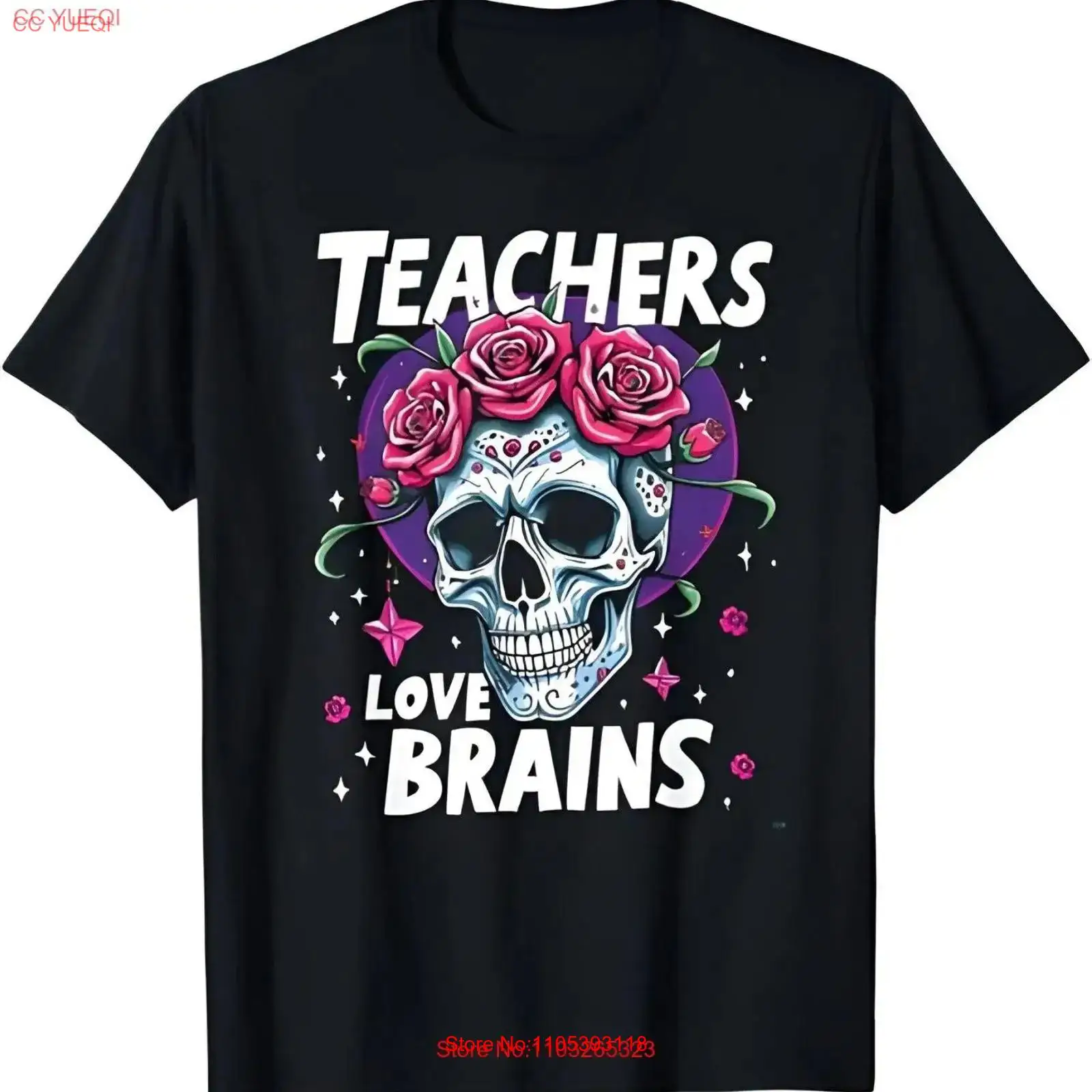 Men'S Fashion Pink Shirt - Teachers Love Brains Pink Roses Skull