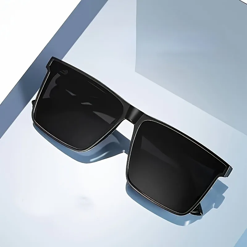 Men Fashion Photography - Simple Black Square Fashion Glasses Unisex