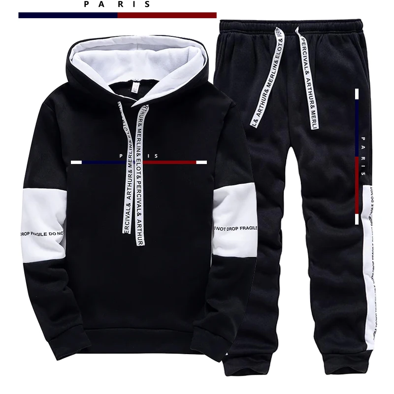Paris Men'S Fashion - Paris Fashion Printed Men's Set/Hoodie/Pants Fall