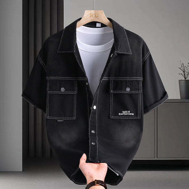 Men's Denim Shirt Summer Fashi - Mens Fashion Denim 评论和价格