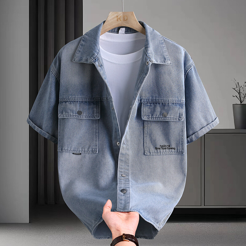 Men's Denim Shirt Summer Fashi - Mens Fashion Denim 评论和价格