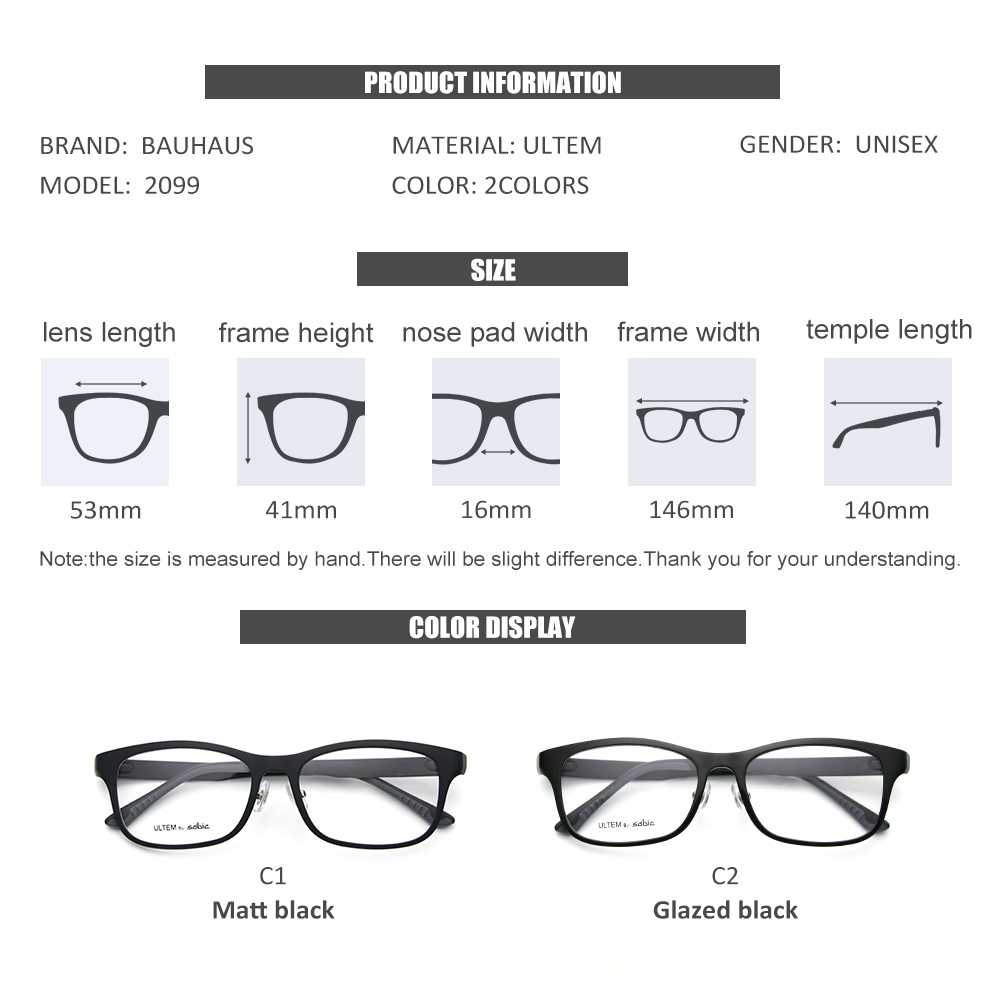 2099 Men ULTEM Optical Glasses - Men'S Fashion Non Prescription Glasses 评论和价格