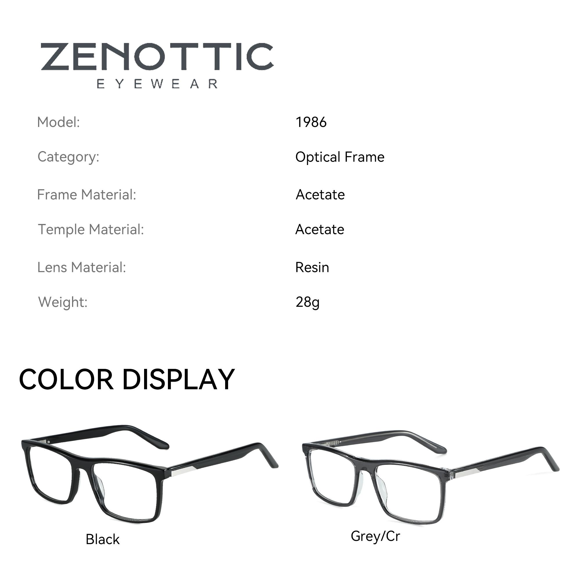 ZENOTTIC Trend Acetate Optical - Men'S Fashion Non Prescription Glasses 评论和价格