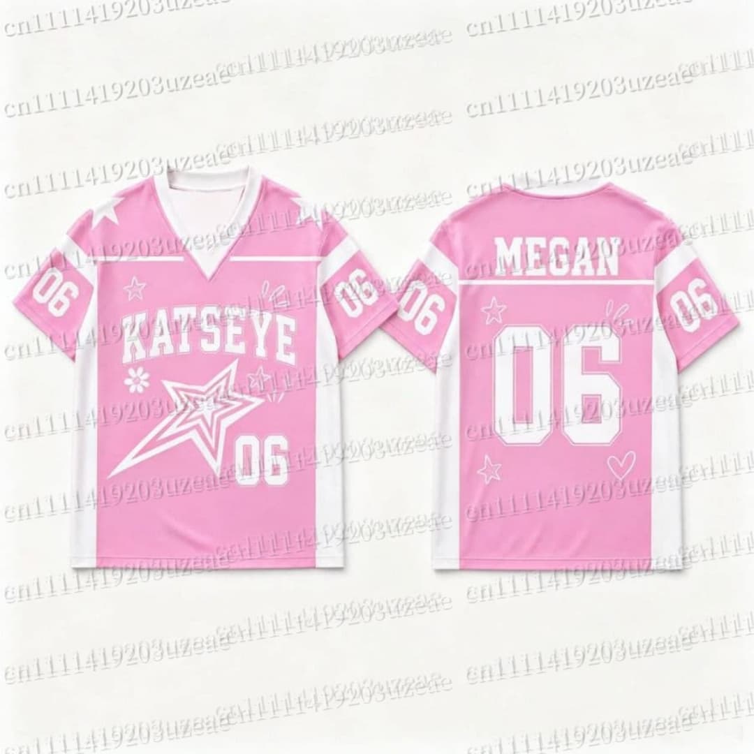 KATSEYE Pink Star Graphic T Sh - Men'S Fashion Pink Shirt 评论和价格