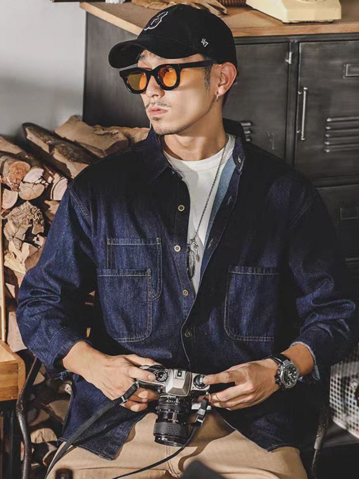 Mens American Retro Denim Jack - Mens Fashion Denim 评论和价格