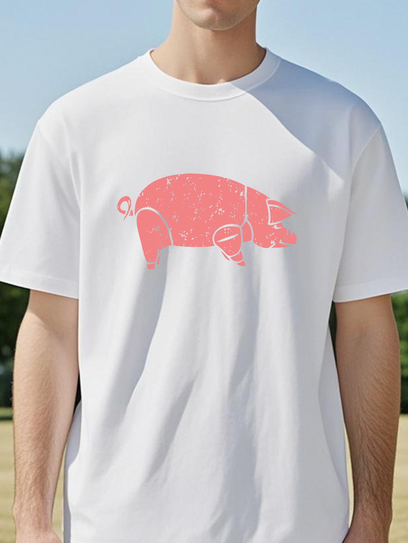 Pig Pink Floyd Animals print G - Men'S Fashion Pink Shirt 评论和价格