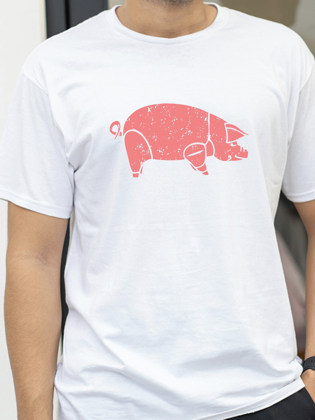 Pig Pink Floyd Animals print G - Men'S Fashion Pink Shirt 评论和价格