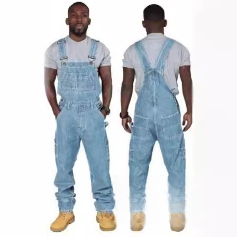 Mens Ripped Denim Overalls wit - Mens Fashion Denim 评论和价格