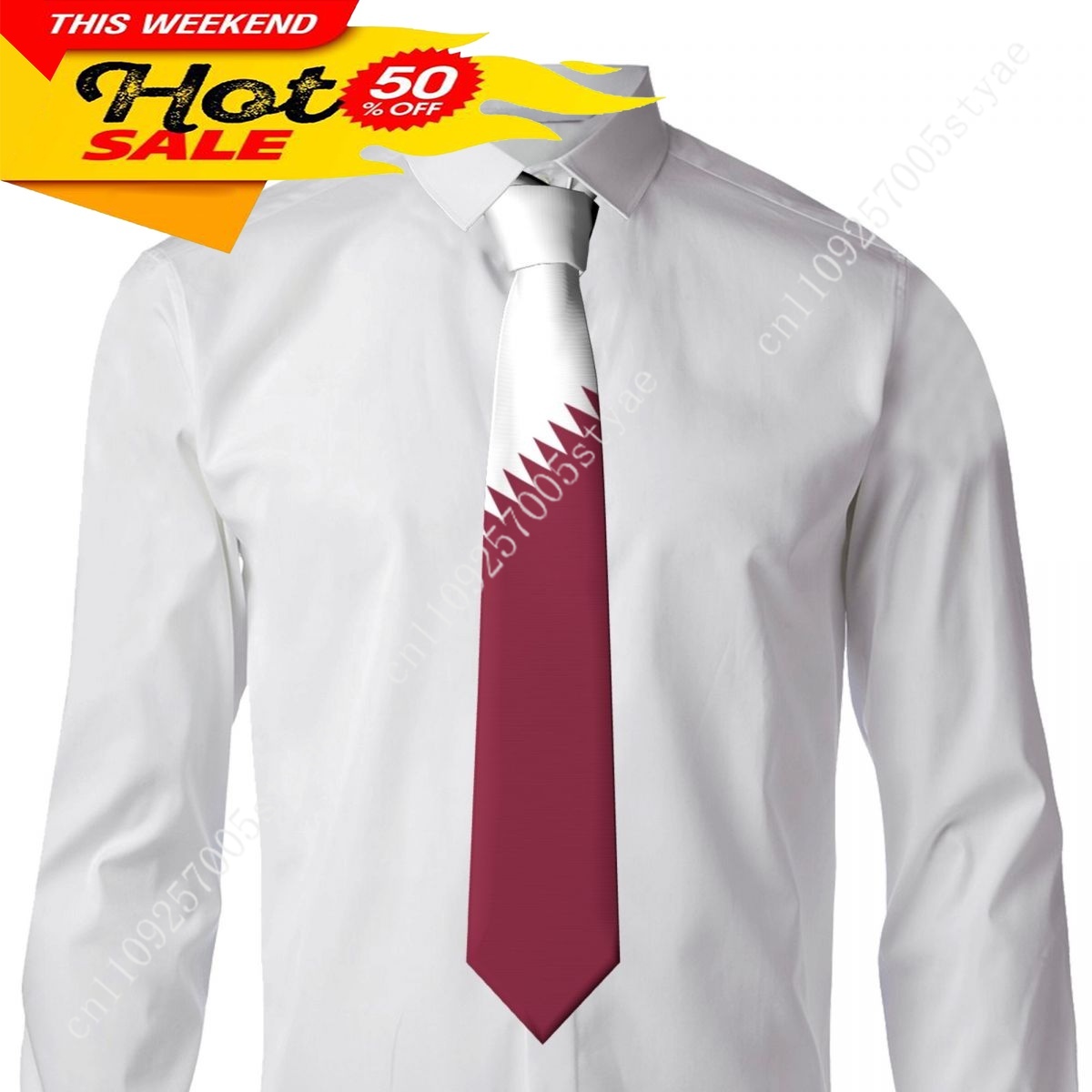 Qatar Flag Tie Emblem Necktie  - Men'S Fashion Qatar 评论和价格