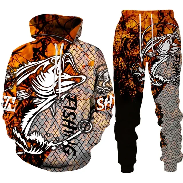 Novelty 3D Fish Printed Men Wo - Mens Fashion Camo Pants 评论和价格