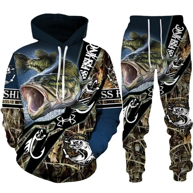Novelty 3D Fish Printed Men Wo - Mens Fashion Camo Pants 评论和价格