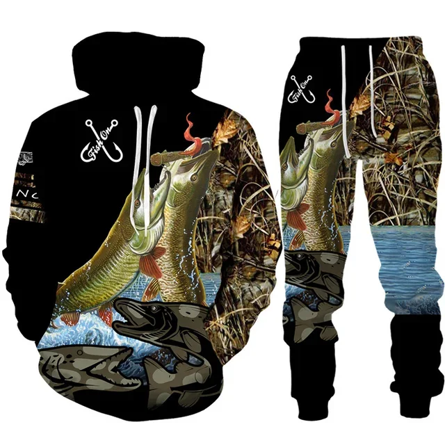Novelty 3D Fish Printed Men Wo - Mens Fashion Camo Pants 评论和价格