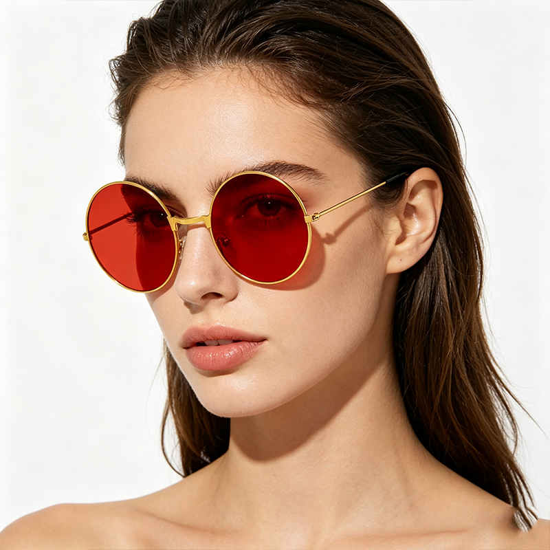 Classic Vintage Round Frame Su - Yellow Men'S Fashion 评论和价格