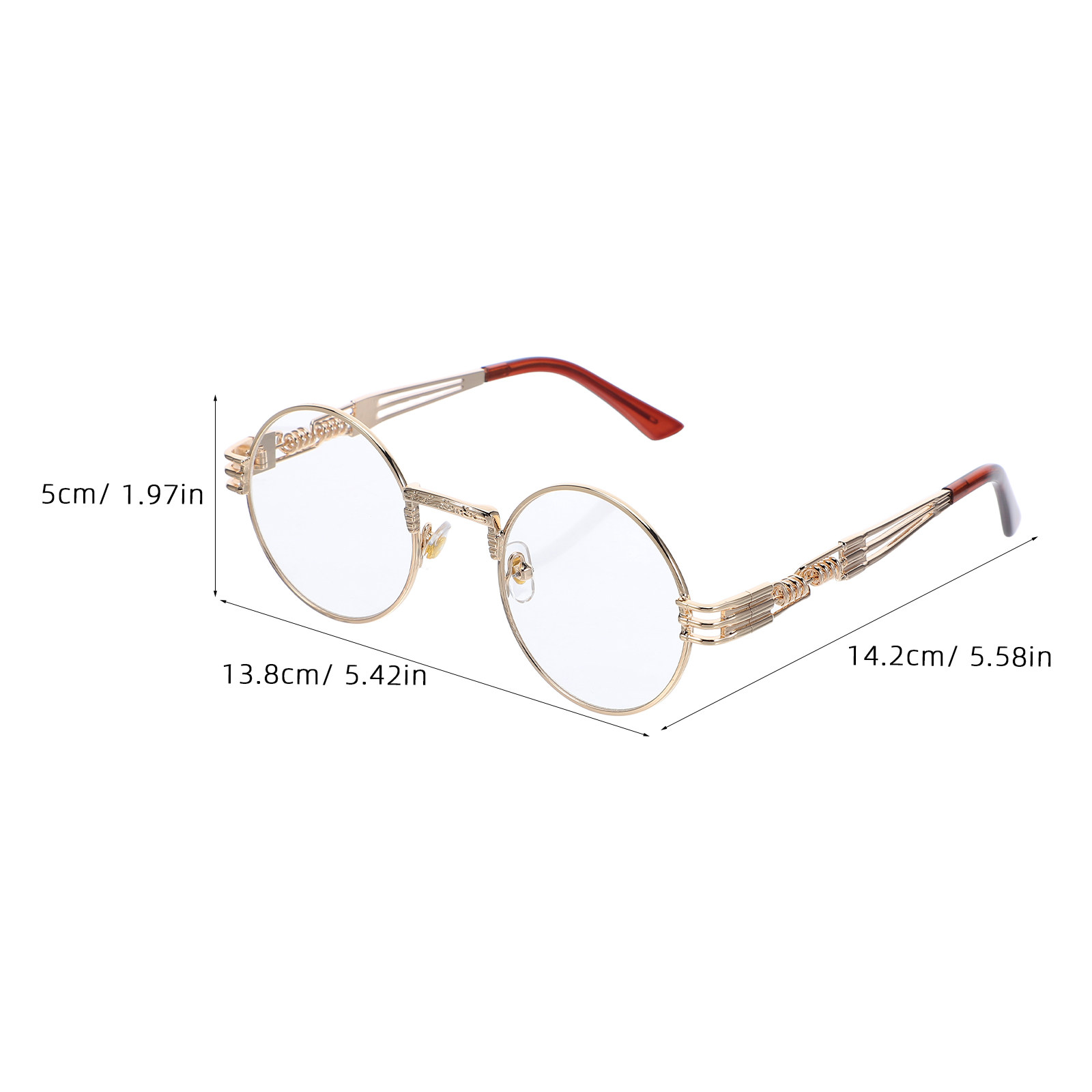 Vintage Round Metal Steampunk  - Men'S Fashion Non Prescription Glasses 评论和价格