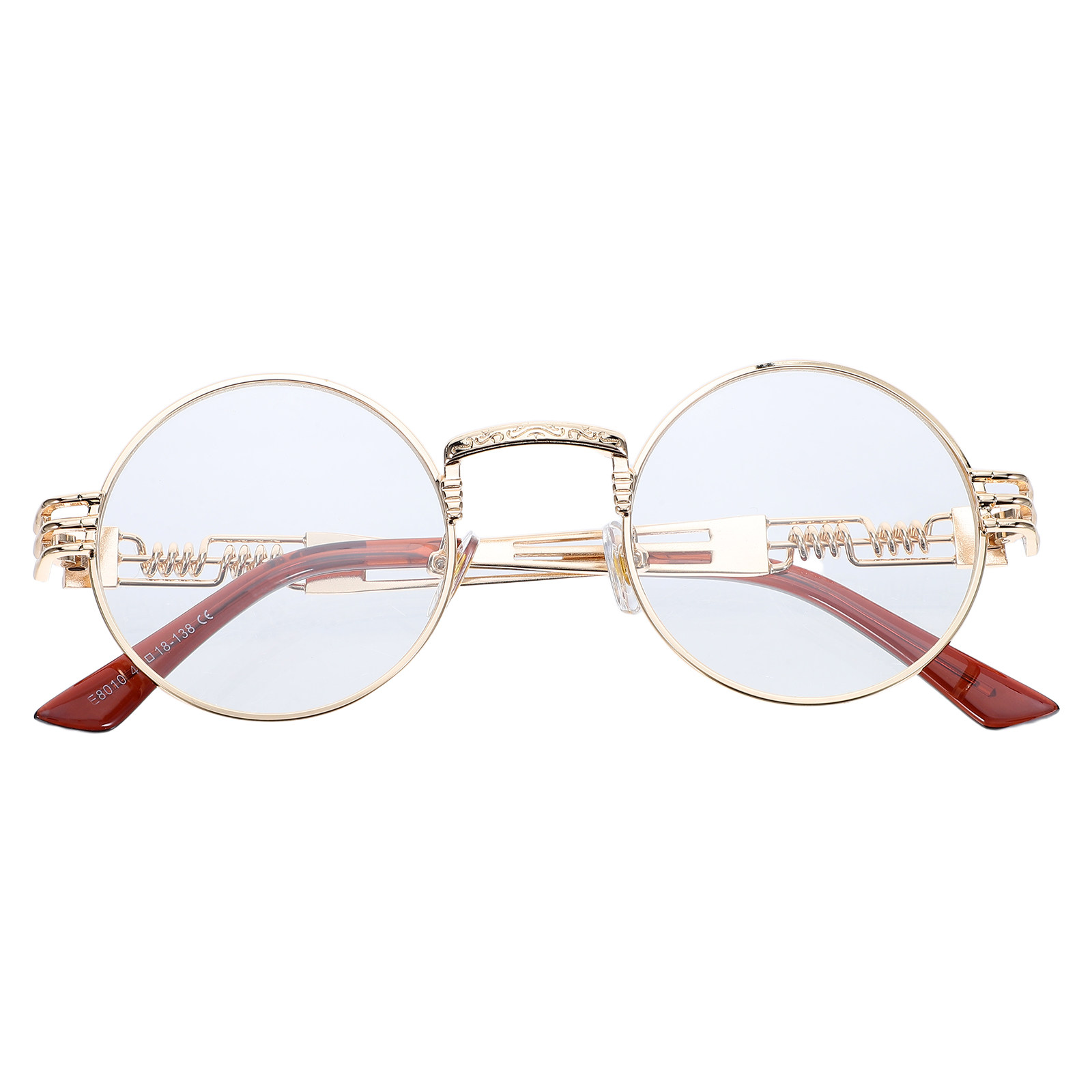 Vintage Round Metal Steampunk  - Men'S Fashion Non Prescription Glasses 评论和价格
