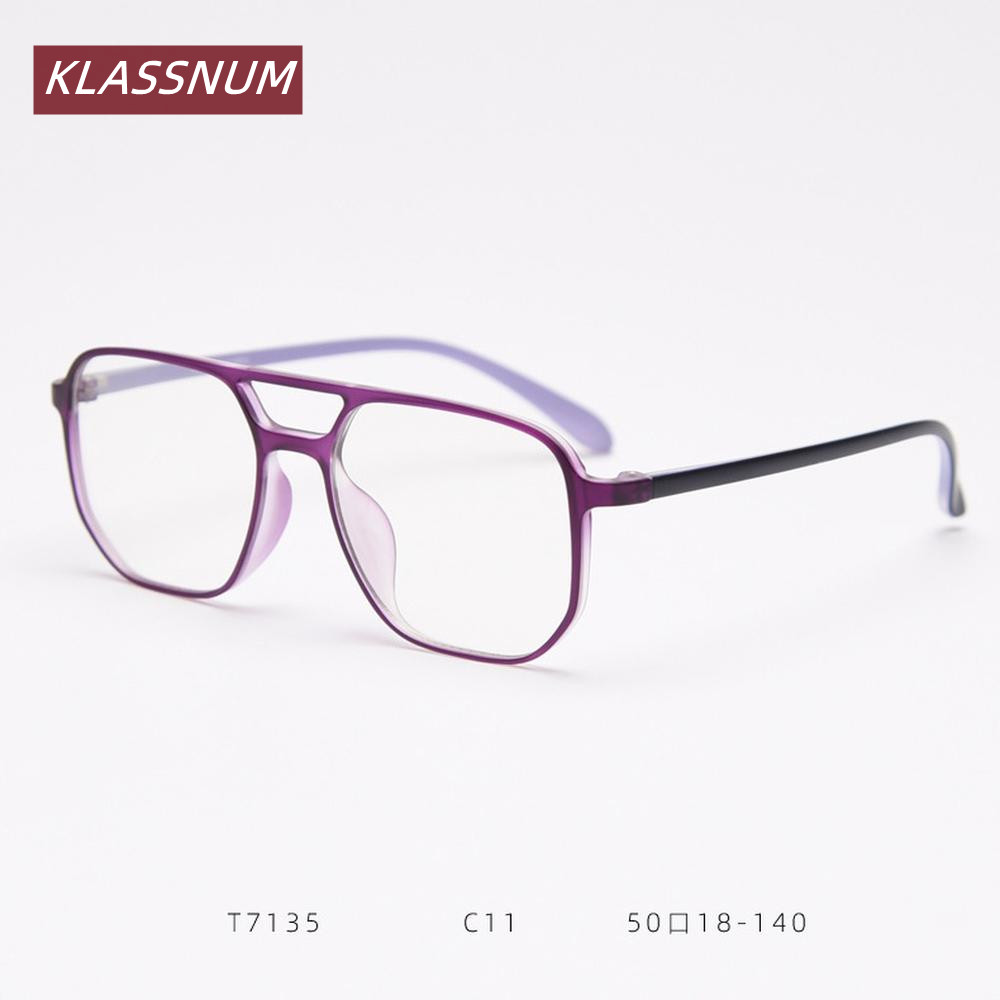 KLASSNUM Double Bridge Square  - Men'S Fashion Non Prescription Glasses 评论和价格
