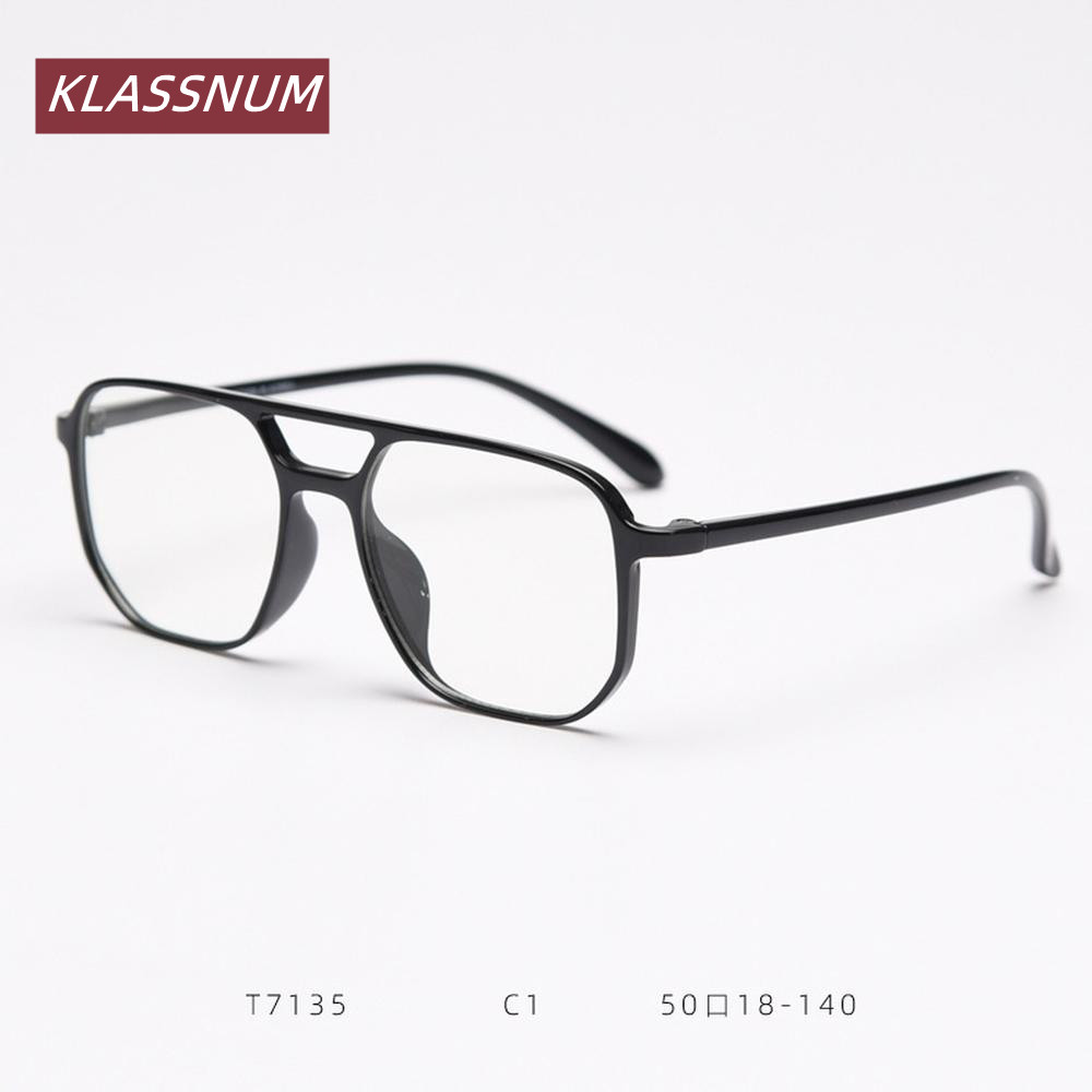 KLASSNUM Double Bridge Square  - Men'S Fashion Non Prescription Glasses 评论和价格