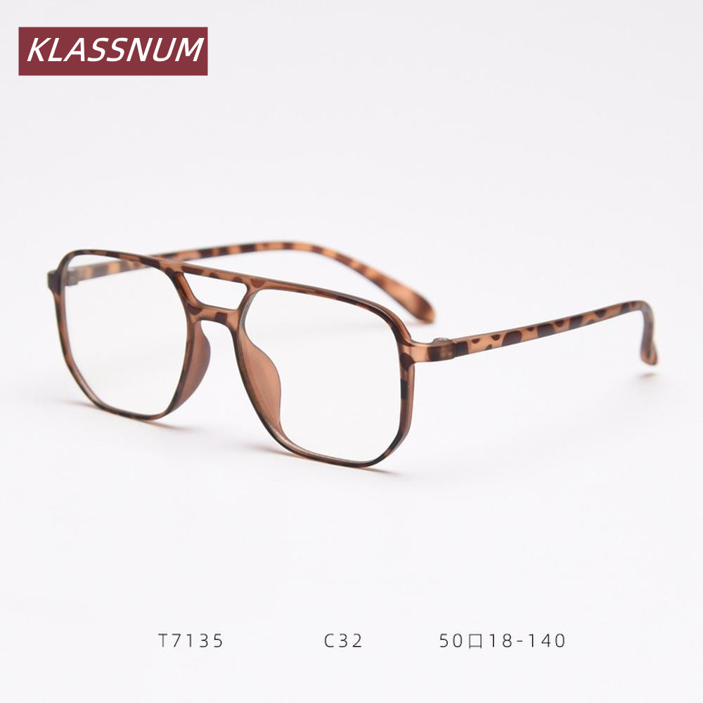 KLASSNUM Double Bridge Square  - Men'S Fashion Non Prescription Glasses 评论和价格