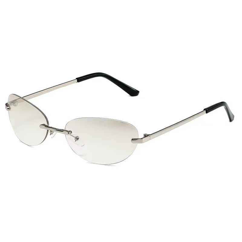 Rimless  Oval Sun Glasses for  - Men'S Fashion Y2K 评论和价格