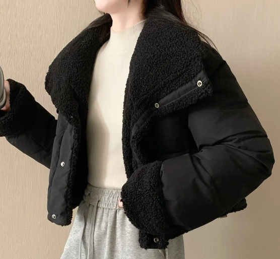 Women Sherpa Collar Puffer Jac - Sherpa Jacket Fleece 评论和价格