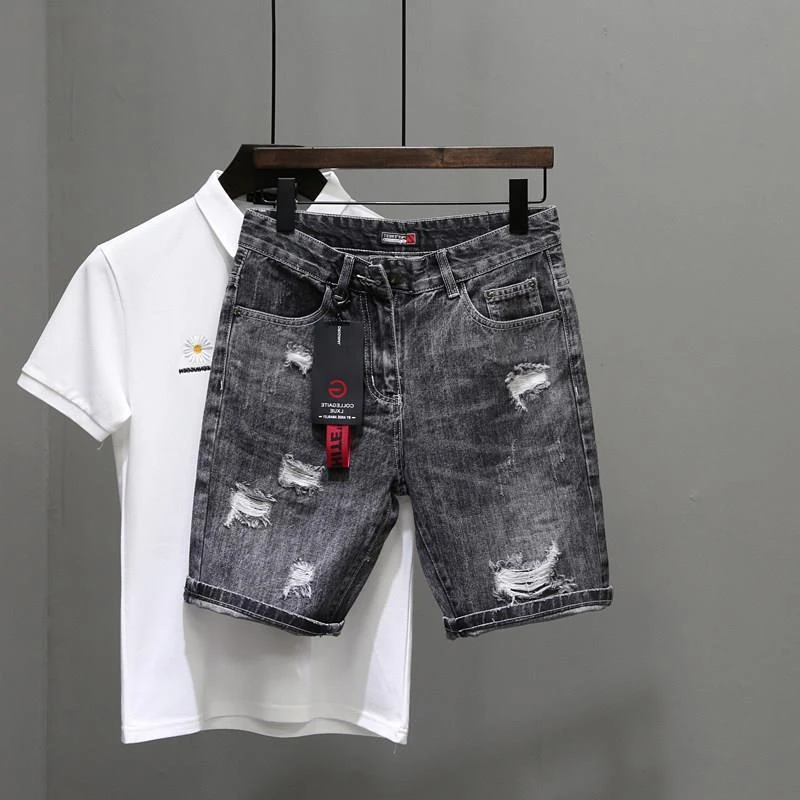 Men's Short Jeans Pants Black  - Mens Fashion Denim 评论和价格