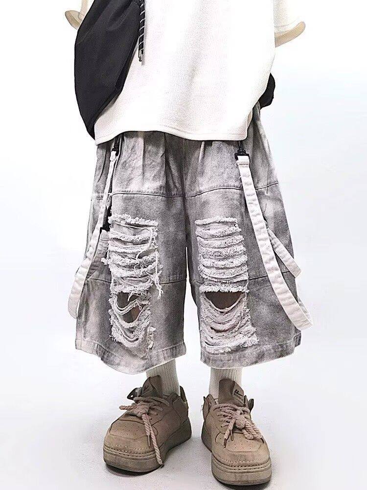 Retro Hip-hop Men's Ripped Jea - Men'S Fashion Jeans 评论和价格