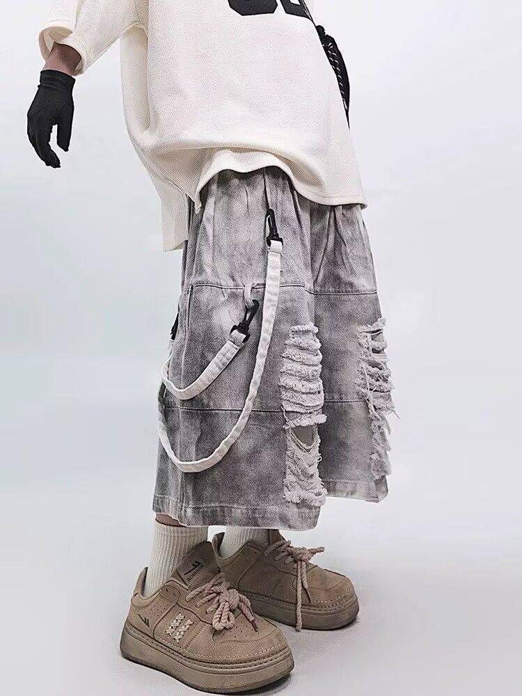 Retro Hip-hop Men's Ripped Jea - Men'S Fashion Jeans 评论和价格