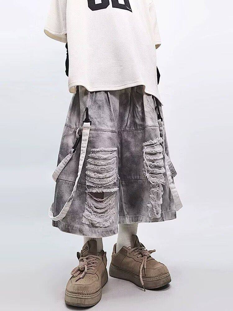 Retro Hip-hop Men's Ripped Jea - Men'S Fashion Jeans 评论和价格