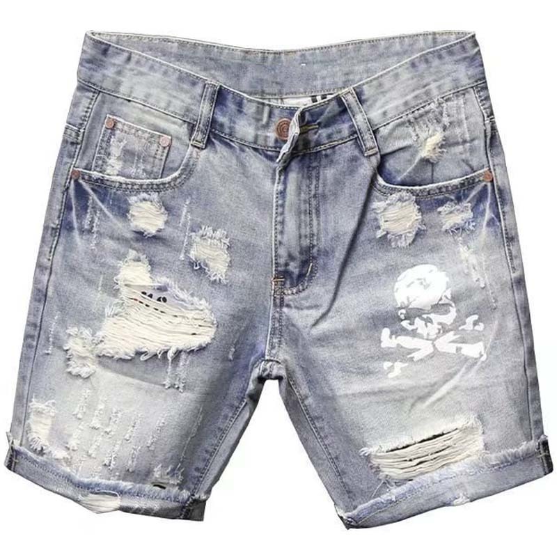 Summer Men's Worn Bead Hole Be - Mens Fashion Denim 评论和价格